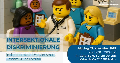 Lego-Männchen mit medizinischer Kleidung und Text mit Infos zur Veranstaltung